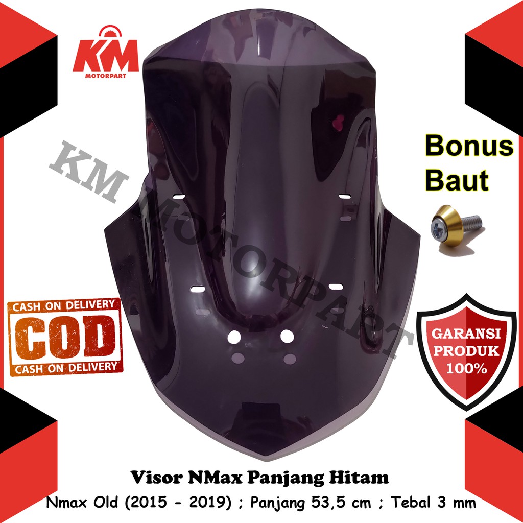 Visor Windshield NMax N Max Old 2015 2016 2017 2018 2019 Panjang 53,5 cm Tebal 3 mm Bahan Kaca Mika