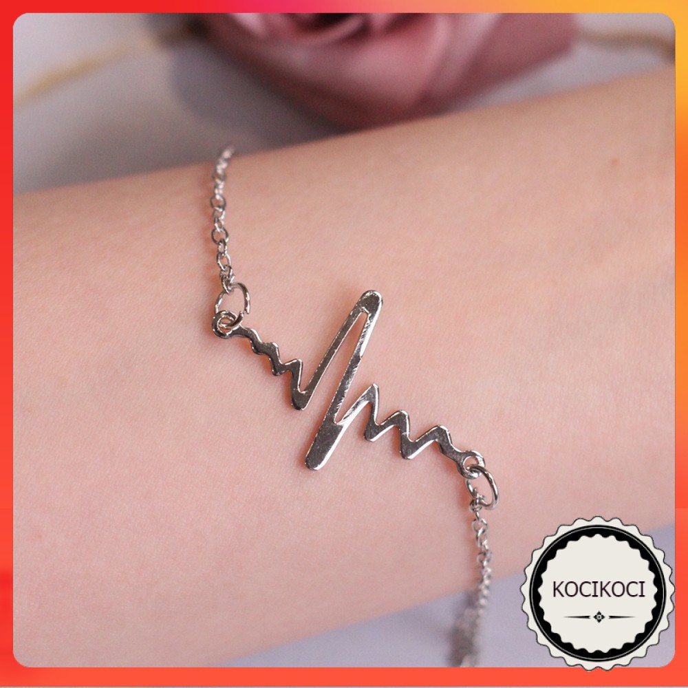 Gelang Rantai Unisex Couple Charm Electrocardiogram Fashion Korea Aksesoris Fashion