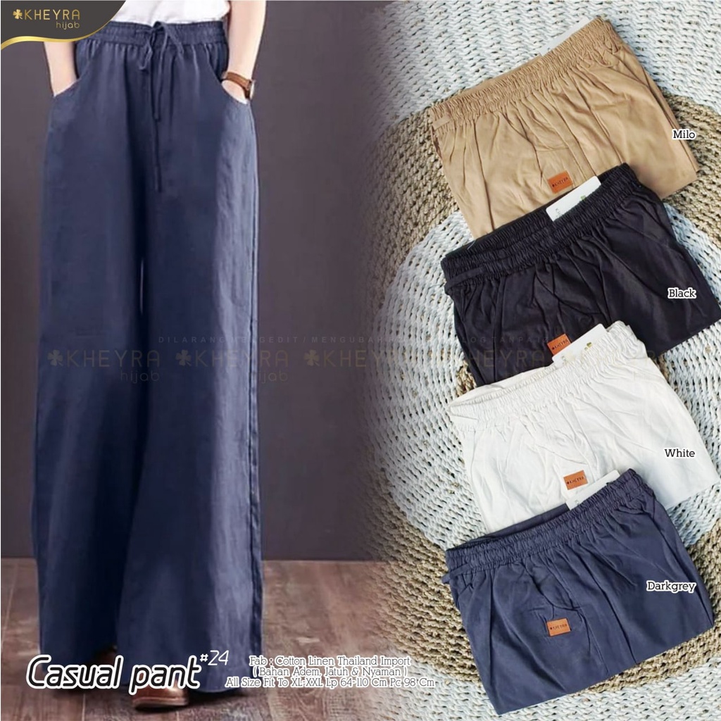 CASUAL PANT #24 CELANA PANJANG POLOS BAHAN LINEN ORIGINAL KHEYRA