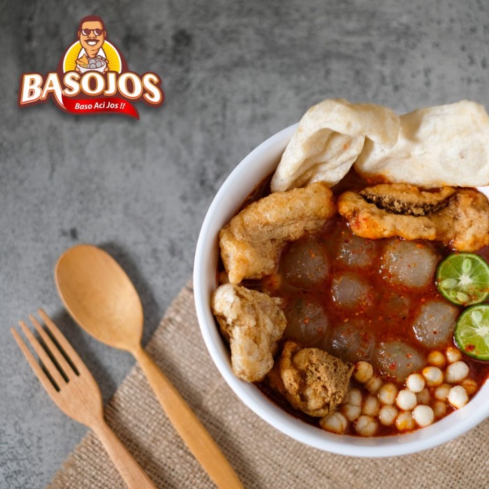 

Basojos, baso aci dengan topping dan bumbu yang terpisah