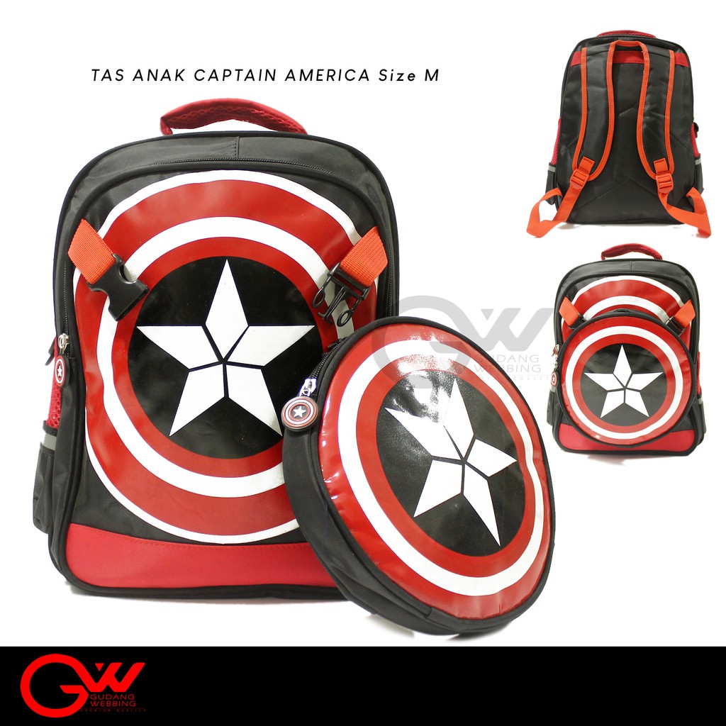 Tas Anak | Tas Sekolah Captain America 2in1