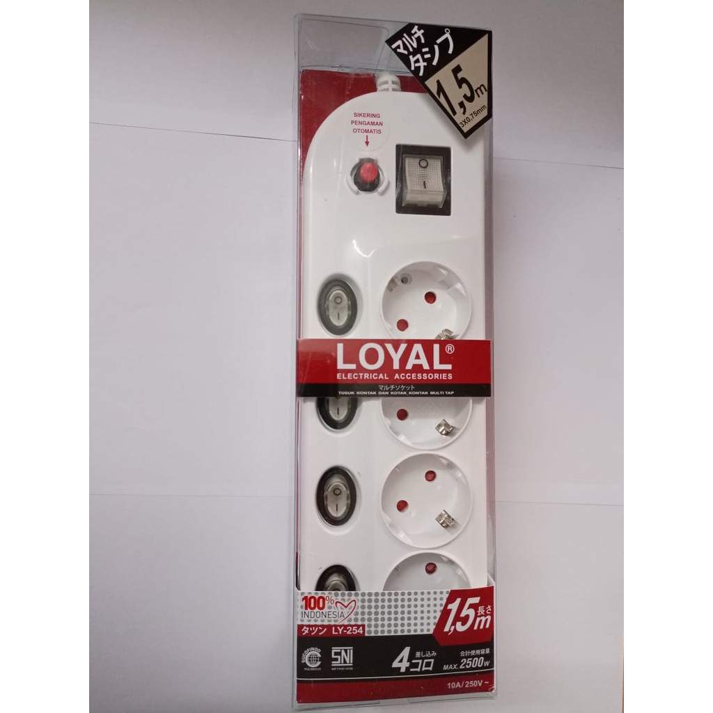 Stop Kontak Multitap Loyal LY 254 SNI 4 Lubang + Saklar + kabel 1,5 M