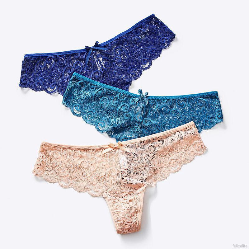  Celana  Dalam  Thong Sexy Model  Low Rise Hollow Bahan Lace 