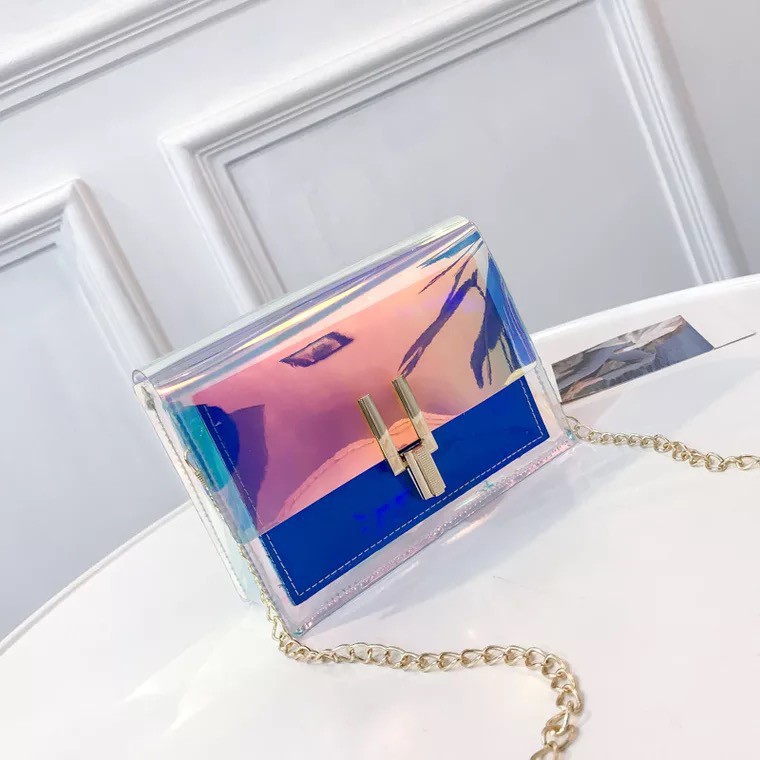 Crystal Bag Transparan Rainbow/Tas Transparan Kulit /Tas Import