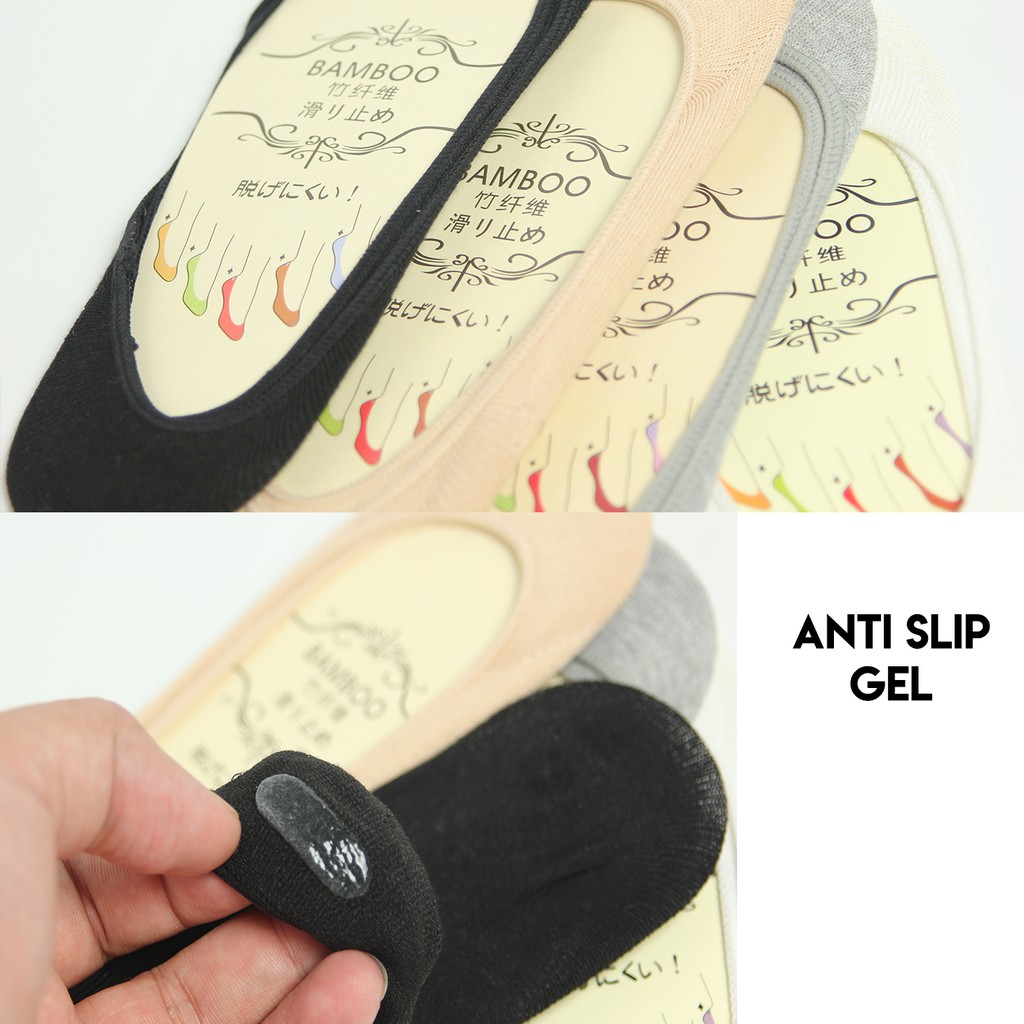 Kaos Kaki Pendek Hidden Low Cut Serat Bambu Arang All Size Wanita-3