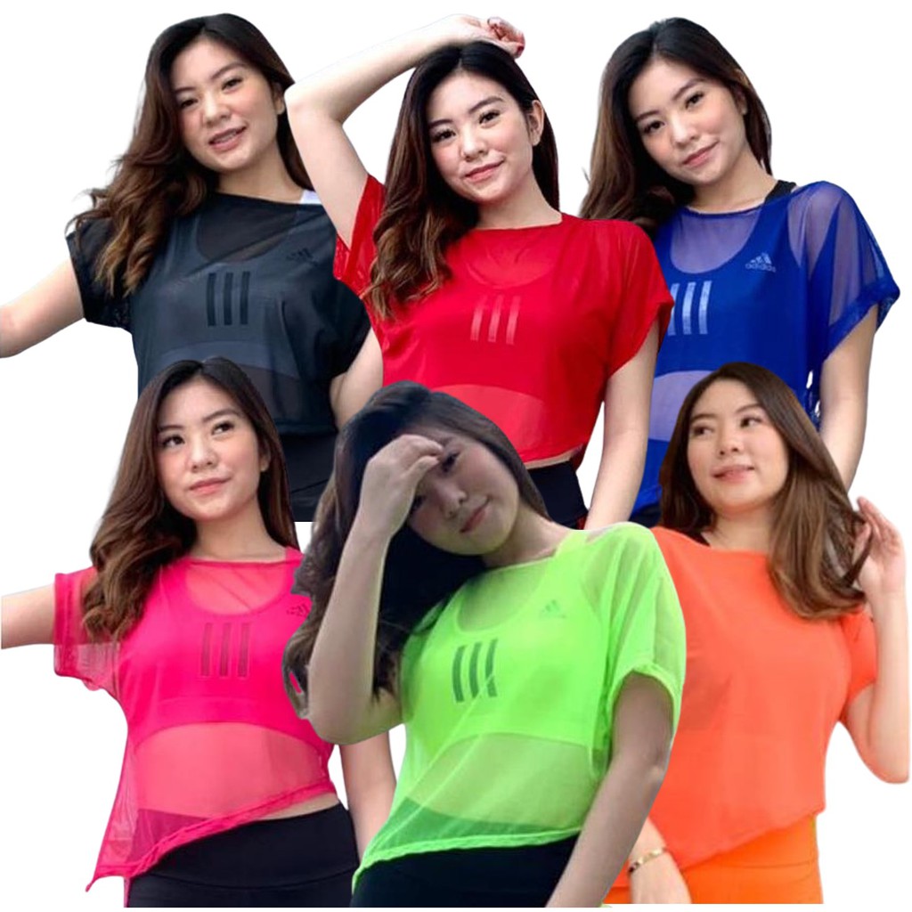 Baju Senam Wanita Aerobik Kaos Olahraga Tshirt Sport Gym Zumba Motif Outer Tile Bahan Adem