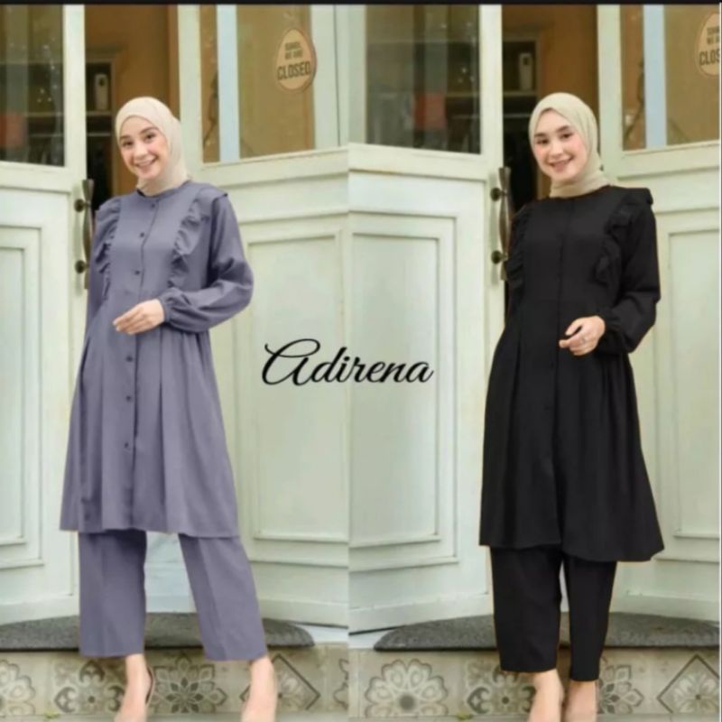 SETELAN MOSCREPE PREMIUM POLOS/CELANA KULOT+ TUNIK/SETELAN KEKINIAN TERBARU