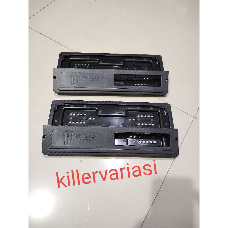 Bingkai plat nomor SNI bahan plastik 1 set isi 2 pcs monster