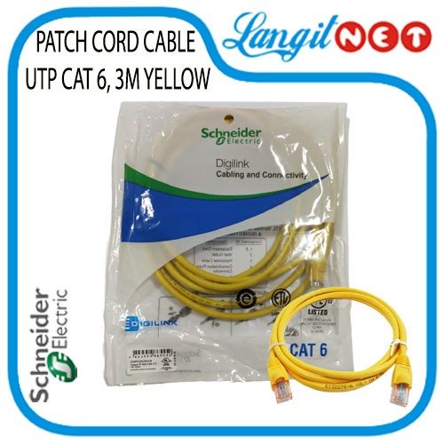 SCHNEIDER PATCH CORD CABLE UTP CAT6 3M YELLOW DC6PCURJ03YLM