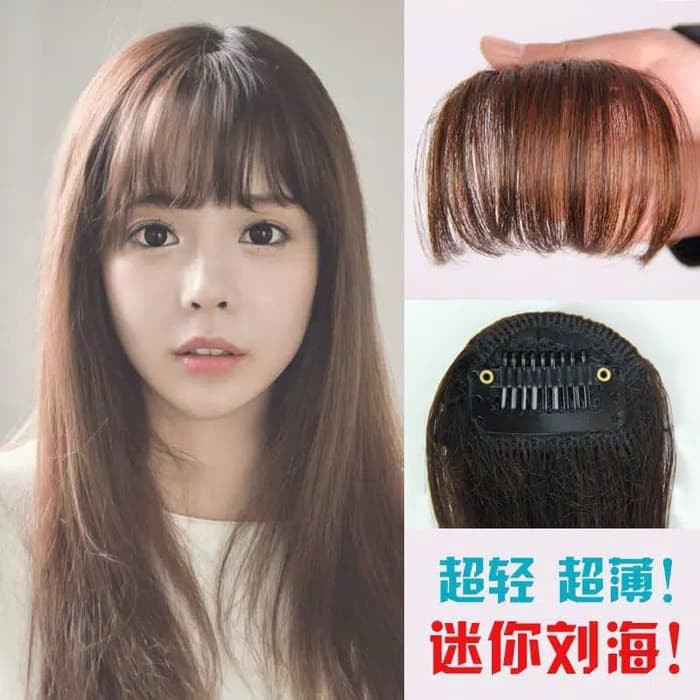 Wig Poni Depan Rambut Palsu Extension Tipis Model Jepit Depan