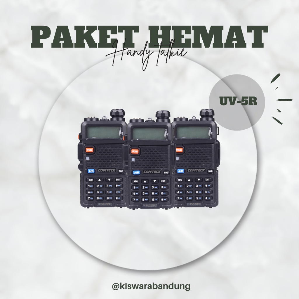 Paket 3 Unit Radio HT Handy Talkie UV-5R Dual Band VHF - UHF kiswarabandung