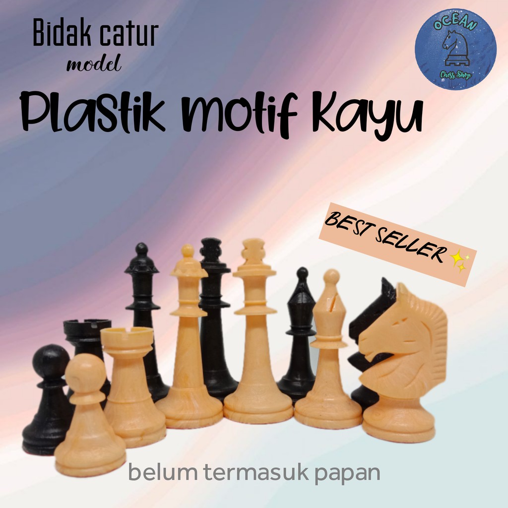 Bidak Catur Plastik Motif Serat Kayu ( Standar Internasional )