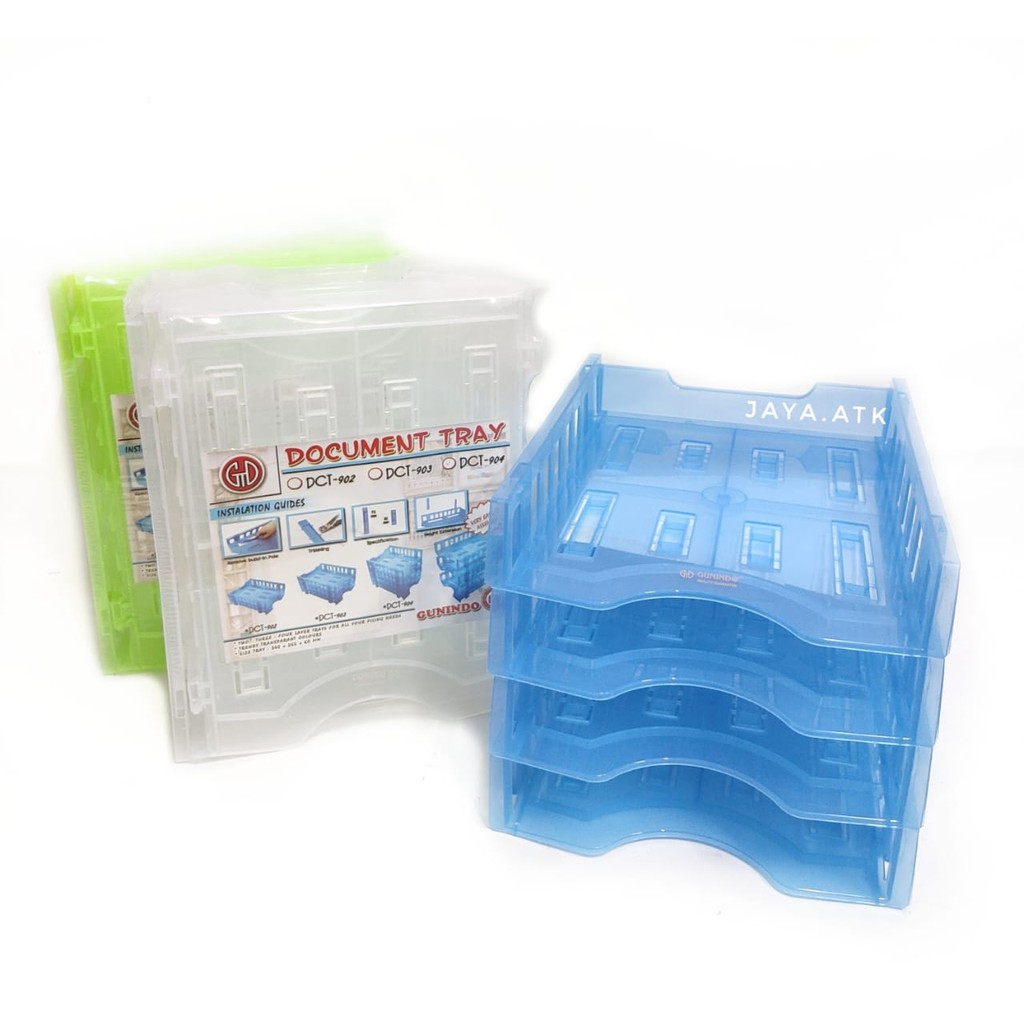 RAK KERTAS MEJA ELEVATED TRAY 4 SUSUN PLASTIK LETTER TRAY DCT-904 GUNINDO LACI DOKUMEN BAK SURAT