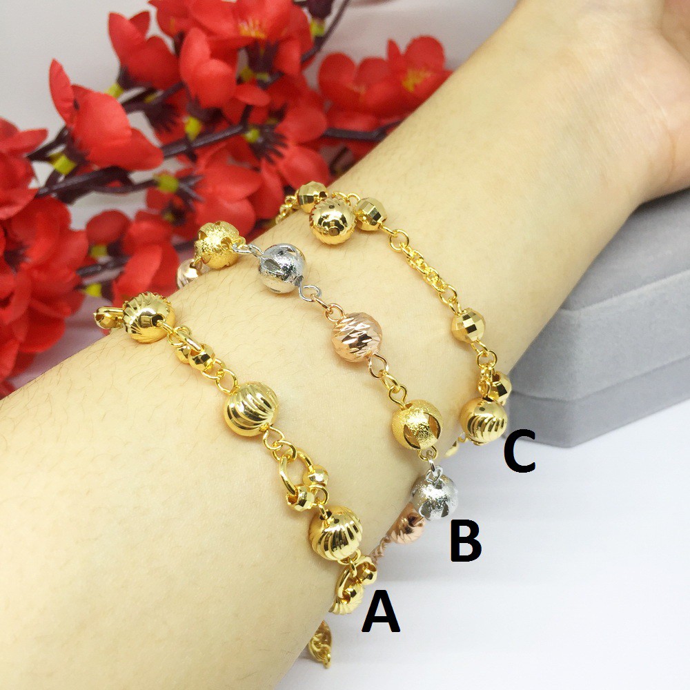 Gelang Xuping Bulat Garis Disco Ball 3 Warna Lapis Emas Asli -  BB392