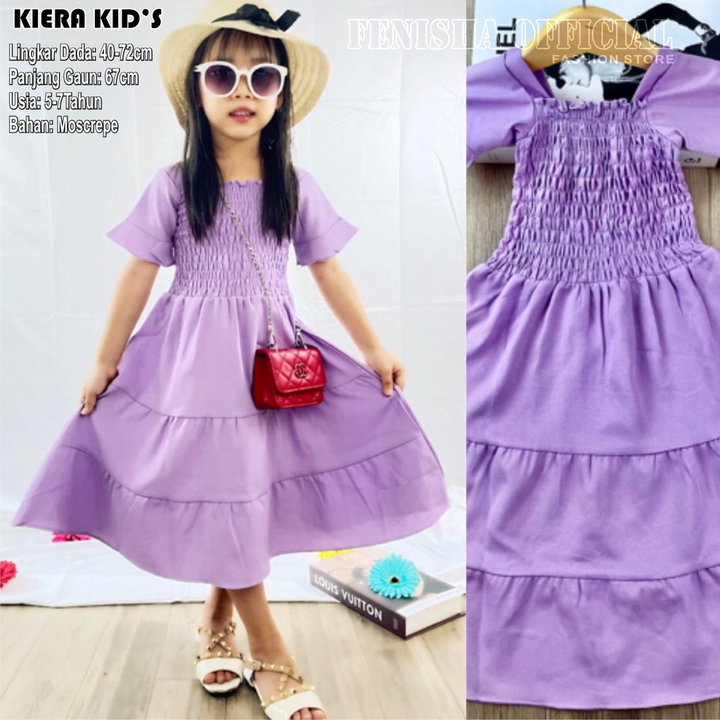 FenishaStore Dress Anak Kekinian KIERA Kid’s Usia 5-7Tahun Bahan Moscrepe - Bisa Bayar Ditempat COD