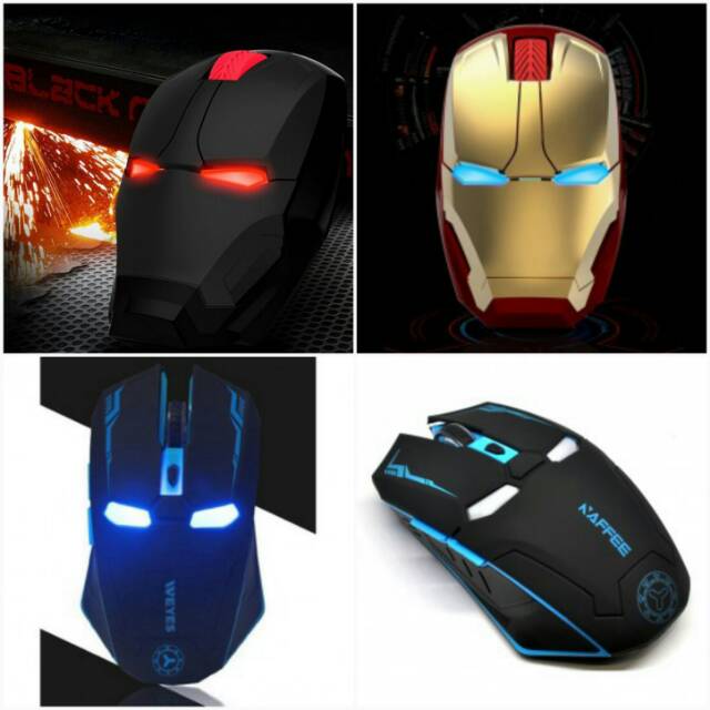 TaffWare Wireless Iron Man Style Optical Mouse Silent Click 2.4Ghz