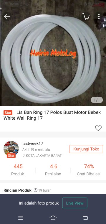 List Ban White Wall  Ring 17 Isi 4pcs
