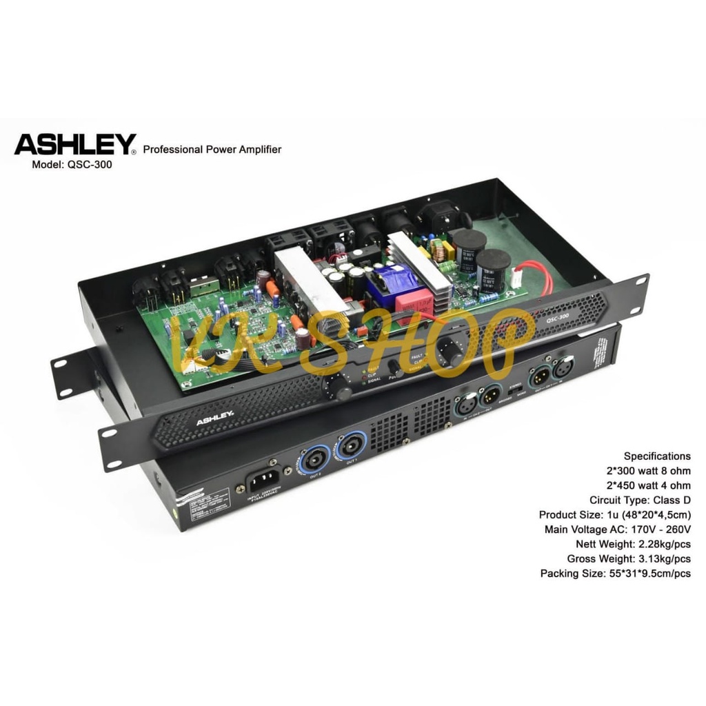 Power Amplifier Ashley QSC-300 Ashley QSC300 Original Class D