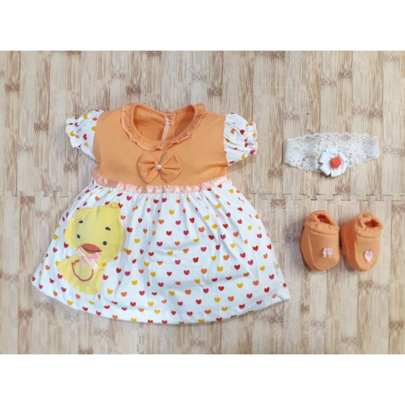 DRESS BAYI BANDANA SET-DRESS BAYI MURAH