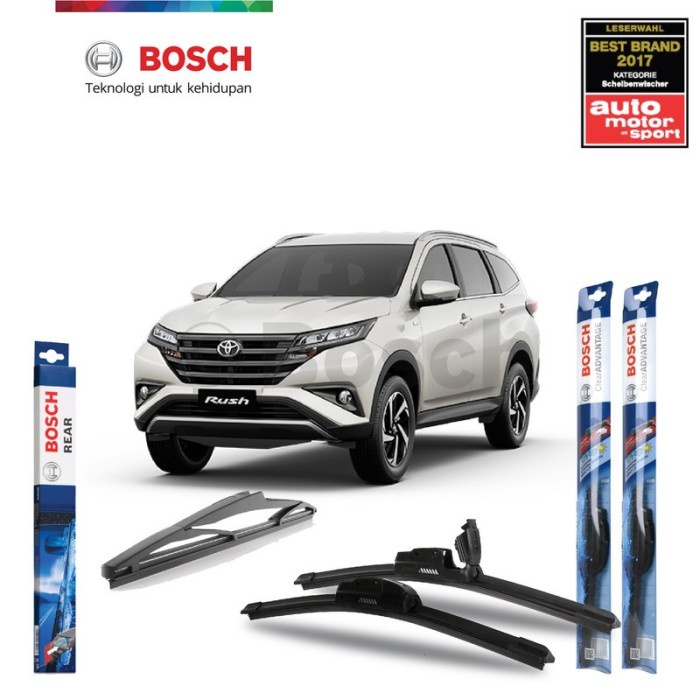 Jual Wiper Depan Belakang All New Rush Terios BOSCH Frameless Clear ...