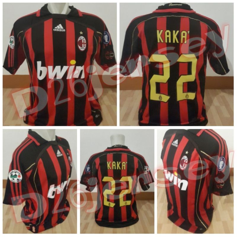 Jersey RETRO AC_ MilanN_ Home 2006 / 2007 OFFICIAL + Cetak nama nameset KAKA' 22 / Custom suka suka 