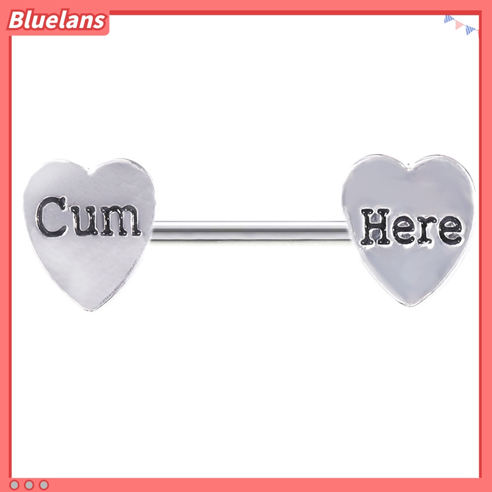 Bluelans 1Pc Cum Here Letter Heart Nipple Ring Lady Stainless Steel Body Piercing Jewelry