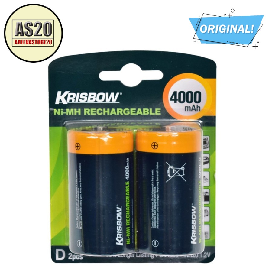 Krisbow Baterai Charger type D 4000 mAh isi 2 Original