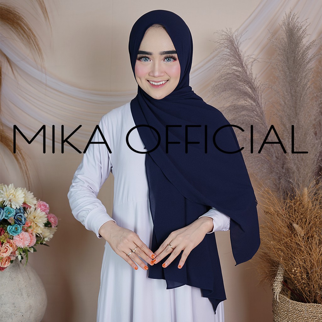 PASHMINA DIAMOND ||  PASHMIN NON TALI/TANPA TALI  POLOS DIAMOND PREMIUM QUALITY-NAVY