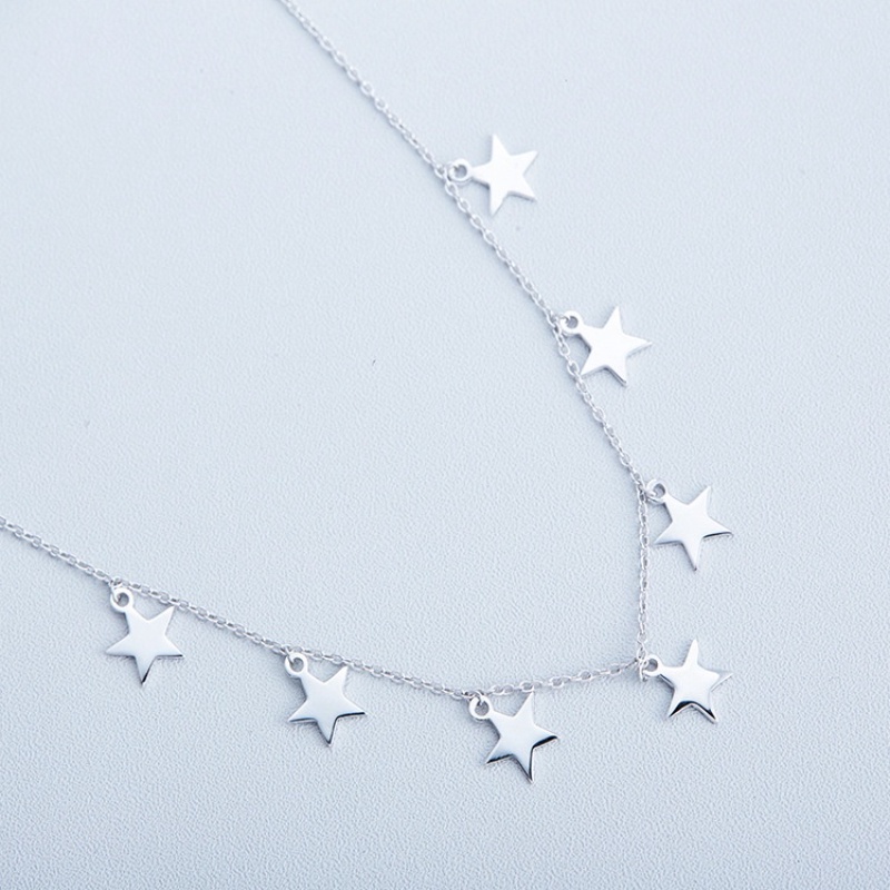 In Stock】925 Rantai perak murni  Stars Liontin rantai Lucu Bintang Mengkilap Kalung Drop Pesona Kalung Perhiasan Wanita Menawan