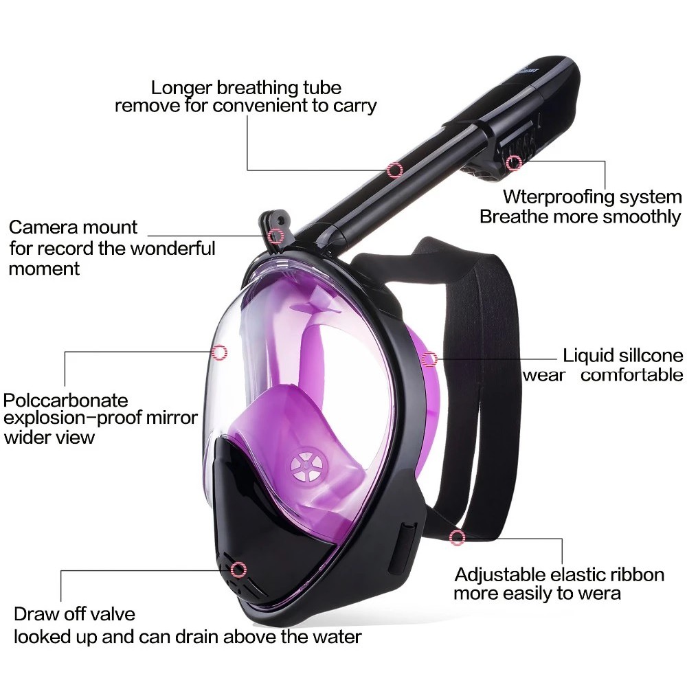 M2098G - Full Face Snorkeling Scuba Mask L-XL Size - GoPro Compatible