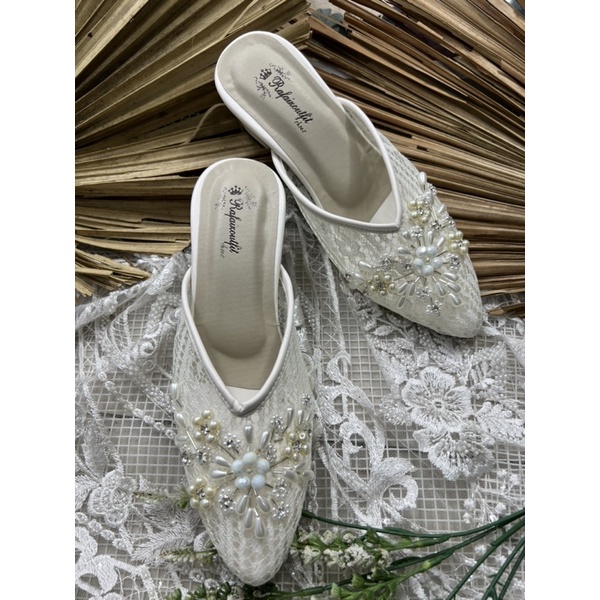 sepatu Rafaizoutfit sepatu wanita sepatu wedding amena broken white 5cm tahu