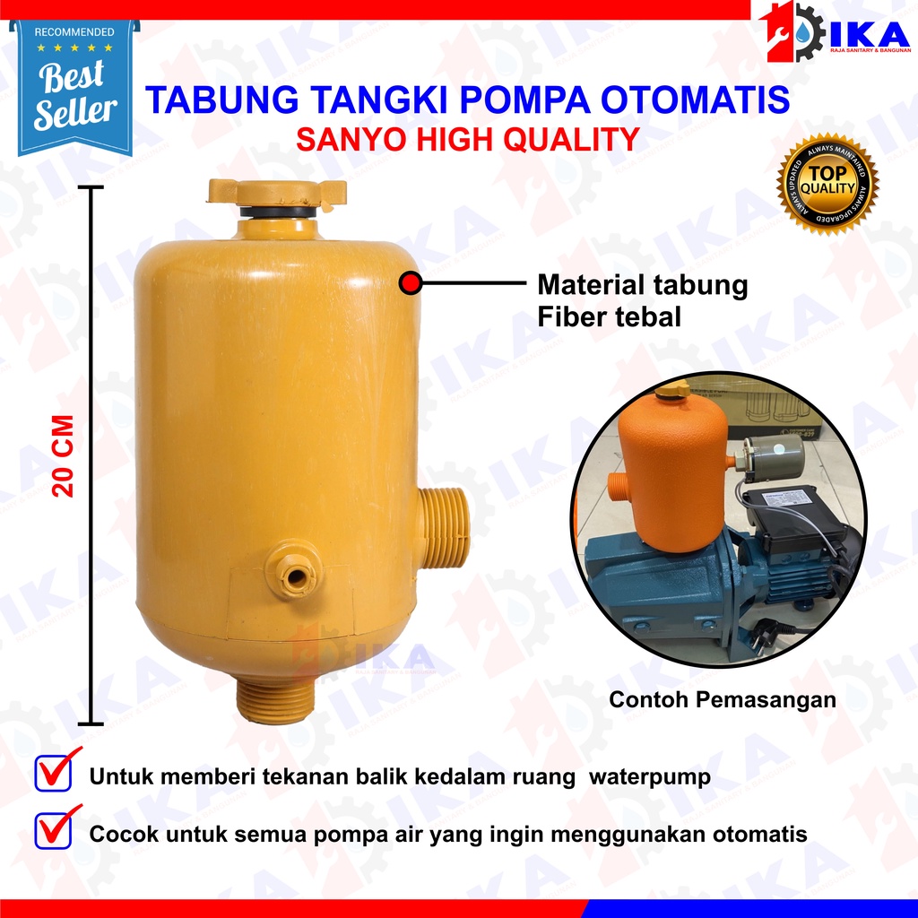 Tabung Otomatis Pompa Air PVC / Tangki Sanyo Dorong Fiber / Toren Cadangan