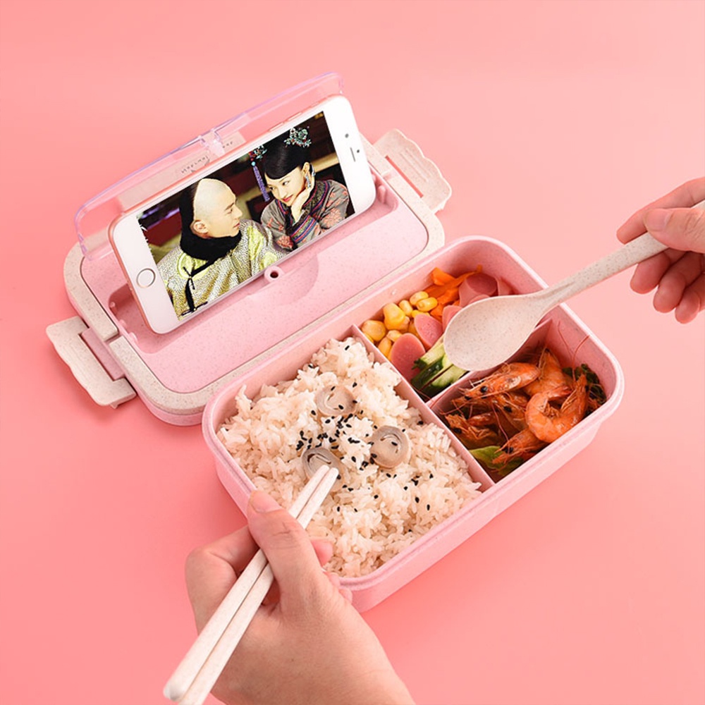 Wheat Lunch Box Bento Kotak Makan Set Gandum Alat Makan