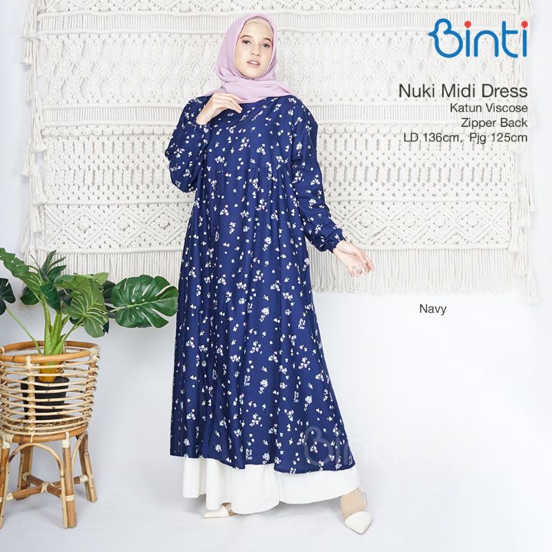 Nuki Midi Dress/dress muslim/dress katun viscose