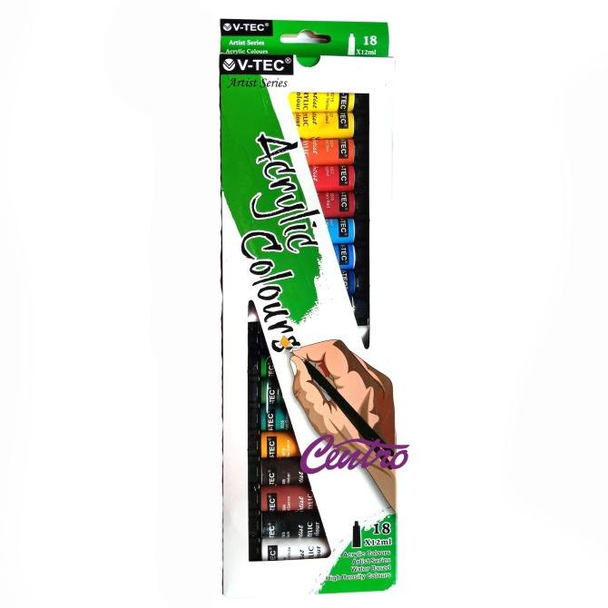 

PROMO V-TEC ACRYLIC COLOURS 12 ML / V TEC CAT AKRILIK 18 WARNA