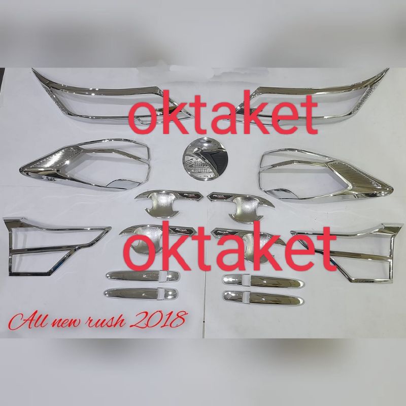 paket lengkap All new Rush Terios 2018 2019 2020 chrome garnish depan belakang outer handle tank cover Trd Sportivo