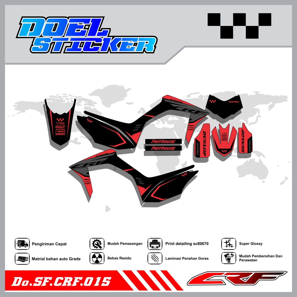 Sticker Striping Semifull CRF 150L List Variasi Hologram Pelangi,Crome Doel  015