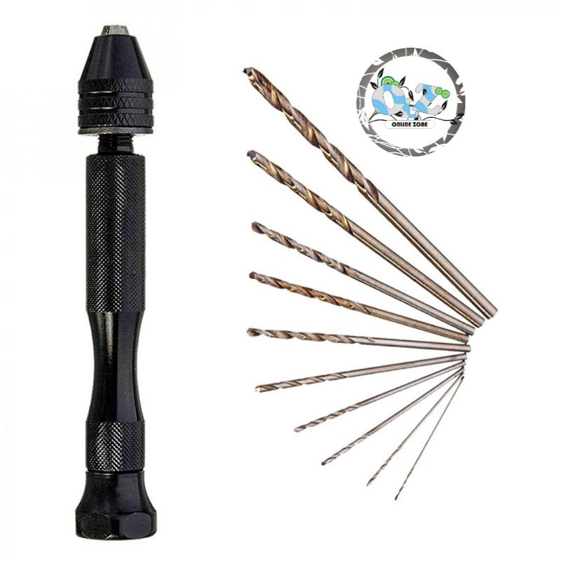 Bor Tangan Manual Mini dengan 10 Mata Bor