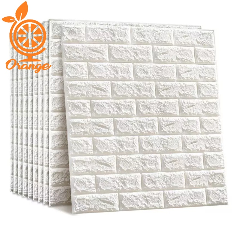 Paket 10 Lembar Wallpaper 3D Ukuran 38CM X 70CM Wallpaper Modern Foam Bata Brickfoam Putih Wallpaper Timbul Putih