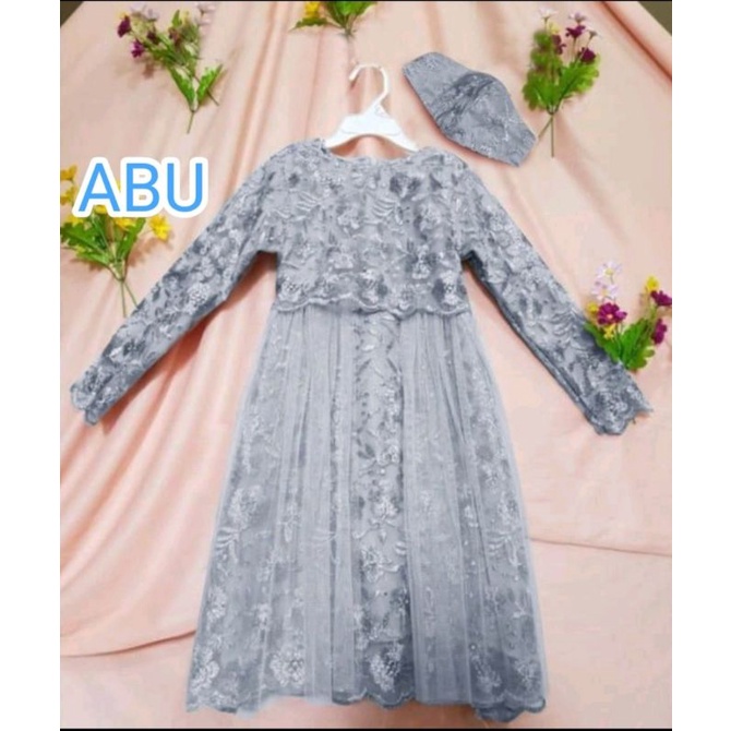 Baru Gamis Anak YUNA KID / Gamis Muslim Anak Wanita Full Brukat Tile Premium /Gamis usia 3 tahun - 1
