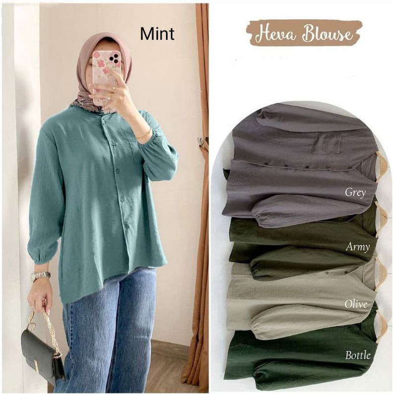 Aisa Blouse Crinckle premium - Heva blouse Oversize crinckle - Blouse Wanita