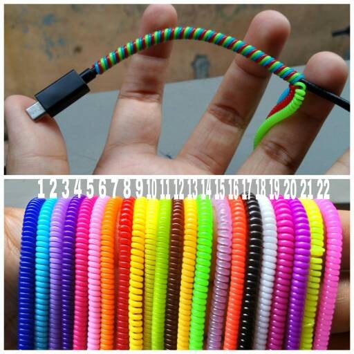 Solid Spiral Pelindung Pelapis Kabel /  1warna cord cable protector / Pelindung Kabel Warna Warni