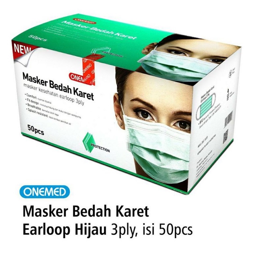 MASKER EARLOOP 3 PLY ONEMED / MASKER BEDAH / MASKER MEDIS / MASKER BEDAH EARLOOP ONEMED ISI 50 PCS