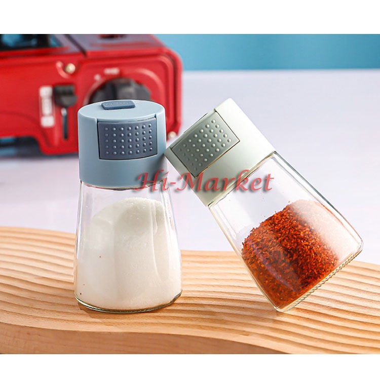 Dispenser Bumbu Dapur Botol Kaca Bumbu Unik 定量盐罐按压式控盐瓶