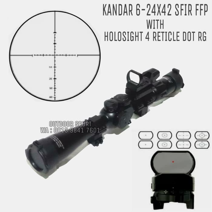 Telescope KANDAR 6-24X42 FFP SFIR With Holosight RGD 4 Reticle Dot Riflescope Hunting - Teleskop