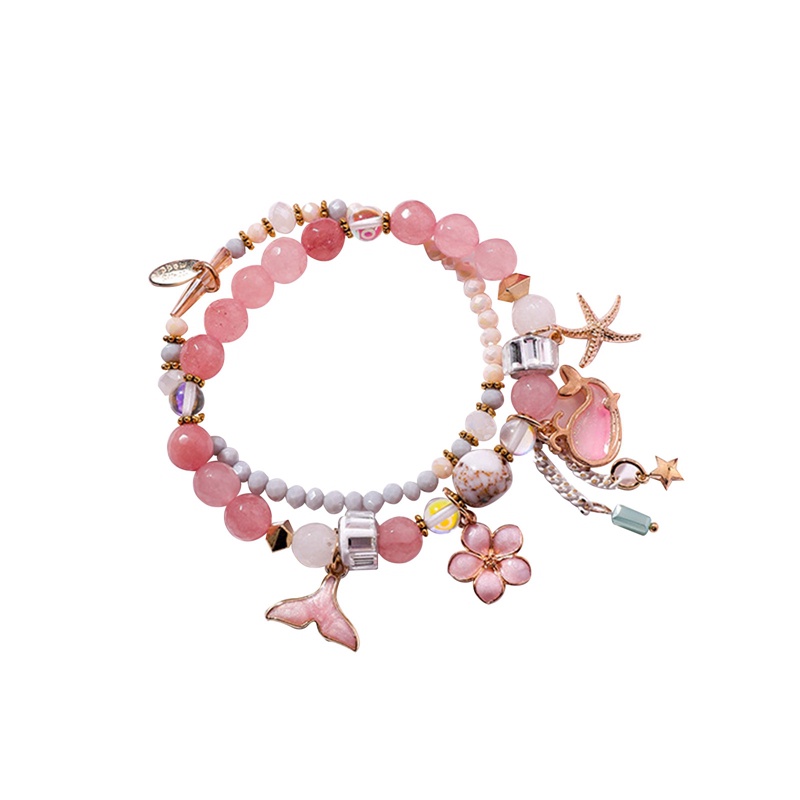 Set Perhiasan Gelang Wanita Dengan Liontin Manik-Manik Untuk Musim Panas