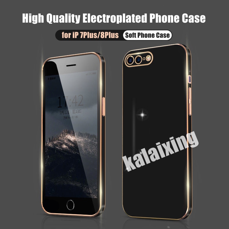 Casing Softcase iPhone 7Plus 8 + 6 6s + 7 + 8 + 11 11Pro 11promax Mewah Aksen Garis Emas