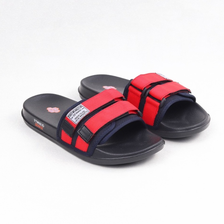 Footwear21.id - Freddo Blue Navy Red | Slippers | Sandal Pria | Slide Slip on | Sendal Anti Licin Ringan Selop  | Sandal Murah