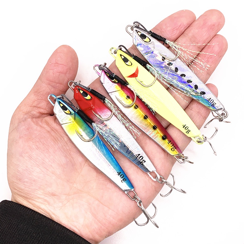 1pcs Luminous Slow Jigging Fishing Lure Metal Jig 15g /20g /30g /40g Umpan Pancing Jig Permen Slow Jig Memimpin Memancing Umpan Buatan Jigging