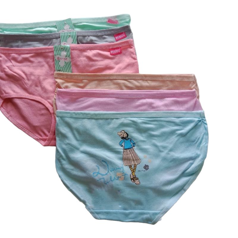 GROSIR 1 LUSIN Celana Dalam CD Sempak Daleman Wanita Sexy Remaja Dewasa Wenrou 1531 Polos Motif Lucu